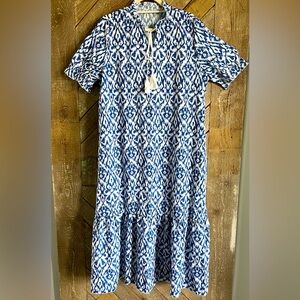 Blue and White Ikat Dress - New
